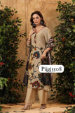 Beige Kalamkari-inspired suit set with Floral Prints and Duppatta-DP001BS