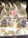 Pair of 2 , Silver Finish elephants  in Velvet Box for Gifting- AKSH001SE