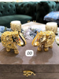 Pair of 2 , Golden elephants in Velvet Box for Gifting- AKSH001GE