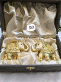 Pair of 2 , Ivory elephants with Gold Accents in Velvet Box for Gifting- AKSH001IE