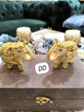 Pair of 2 , Ivory elephants with Gold Accents in Velvet Box for Gifting- AKSH001IE