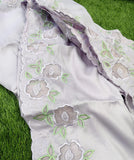 Lavender Lady, Pastel lavender semi silk applique work saree with blouse - DIA001SS