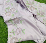 Lavender Lady, Pastel lavender semi silk applique work saree with blouse - DIA001SS