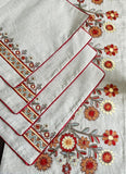 Exquisite, beautifully handcrafted embroidered cotton chambray table runner and 6 placemats set-AKSH001TS
