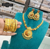 Shakriti , Premium Finish Gold Forming Necklace Set with 6 Bangles combo for women -SHAKI001JC