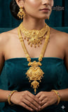 Poornima , Premium Finish Gold Forming Double Necklace Set with 2 Bangles combo for women -SHAKI001JCA