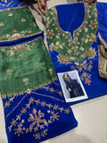 Green and Blue color combination Crape salwar suit material -SPARK001SSN