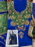 Green and Blue color combination Crape salwar suit material -SPARK001SSN