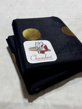 Radhika , Black Chanderi Silk Saree with Golden Polka Dots -SHABI001BPD