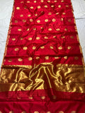 Shobhika , Red Chanderi Silk Saree with Golden Polka Dots -SHABI001RPD