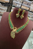 Aishwarya , Antique Gold Finish Green stone studded Necklace Set for women -LUCKY001GP