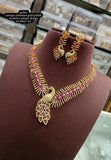 Anashwara , Antique Gold Finish Pink stone studded Necklace Set for women -LUCKY001PP