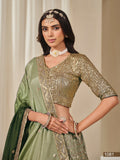 Green Shade Premium Chinon Silk With Heavy Work Lehenga for Women (Unstitched)-SOC001PLG