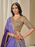 Violet Shade Premium Chinon Silk With Heavy Work Lehenga for Women (Unstitched)-SOC001PLV