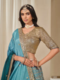 Blue Shade Premium Chinon Silk With Heavy Work Lehenga for Women (Unstitched)-SOC001PLB