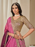 Pink Shade Premium Chinon Silk With Heavy Work Lehenga for Women (Unstitched)-SOC001PL