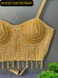 Ready to wear New Golden Beautiful Pearl Moti Spaghetti Blouse for women -DF001GB