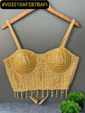 Ready to wear New Golden Beautiful Pearl Moti Spaghetti Blouse for women -DF001GB