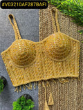 Ready to wear New Golden Beautiful Pearl Moti Spaghetti Blouse for women -DF001GB