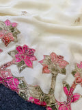Chandni , Pure georgette saree with all over motifs and applique work  cutwork border and sequins  work-SATYA001GS