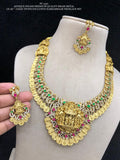 Sita Ram , CZ AD Stone Studded Antique Gold Polish Ram Darbar Design Necklace Set for women -LUCKY001RD