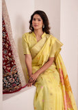 Yellow Shade  Soft Linen Saree with Big Jaquard Pallu for women -MADHU001YS