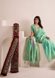 Agave Blue Shade  Soft Linen Saree with Big Jaquard  Pallu for women -MADHU001AB