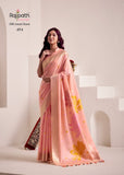 Peach  Shade  Soft Linen Saree with Big Jaquard  Pallu for women -MADHU001PH