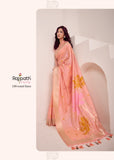 Peach  Shade  Soft Linen Saree with Big Jaquard  Pallu for women -MADHU001PH