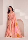 Peach  Shade  Soft Linen Saree with Big Jaquard  Pallu for women -MADHU001PH