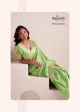 Pista Green Shade  Soft Linen Saree with Big Jaquard  Pallu for women -MADHU001PGS