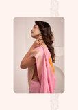 Pink  Shade  Soft Linen Saree with Big Jaquard Pallu for women -MADHU001PS