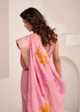 Pink  Shade  Soft Linen Saree with Big Jaquard Pallu for women -MADHU001PS