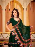 Deep Green Georgette Lehenga Choli For Navratry 2026 -SSS001NL