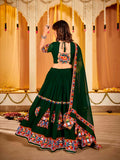 Deep Green Georgette Lehenga Choli For Navratry 2026 -SSS001NL