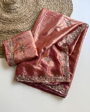 Padma , Grand Space Silk Party wear saree in original gold bead work -SSS001GBW