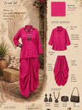Deep Pink Shade Summer Trendy Pure Cotton  2 piece Dress for women -FOF001PSDDP