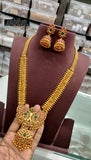 Sunena , elegant Antique Gold Finish Kemp Long Necklace Set for women -LUCKY001LNSA
