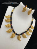 Sugandi , Matte Gold Finish Black Thread Necklace Set for women -LUCKY001BT