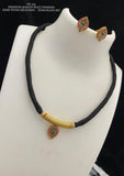 Parimala , Matte Gold Finish Black Thread Necklace Set for women -LUCKY001BTA