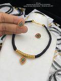 Parimala , Matte Gold Finish Black Thread Necklace Set for women -LUCKY001BTA
