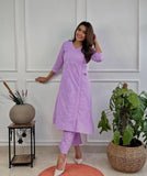Light Violet Festival season Special most comfortable and beautiful Cotton Angrakha Kurti pants-FASH001KSB