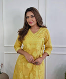 Yellow  Festival season Special  most comfortable and beautiful Cotton Angrakha Kurti pants-FASH001KSD