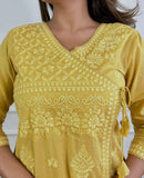 Yellow  Festival season Special  most comfortable and beautiful Cotton Angrakha Kurti pants-FASH001KSD