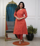 Brick Red  Festival season Special  beautiful Cotton Angrakha Kurti pants-FASH001KSE