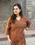 Brown  shade  Festival season Special  beautiful Cotton Angrakha Kurti pants-FASH001KSF