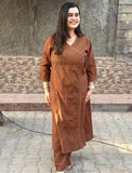Brown  shade  Festival season Special  beautiful Cotton Angrakha Kurti pants-FASH001KSF