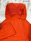 Orange shade  Festival  season Special  beautiful Cotton Angrakha Kurti pants-FASH001KSH