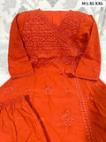 Orange shade  Festival  season Special  beautiful Cotton Angrakha Kurti pants-FASH001KSH
