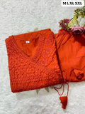 Orange shade  Festival  season Special  beautiful Cotton Angrakha Kurti pants-FASH001KSH